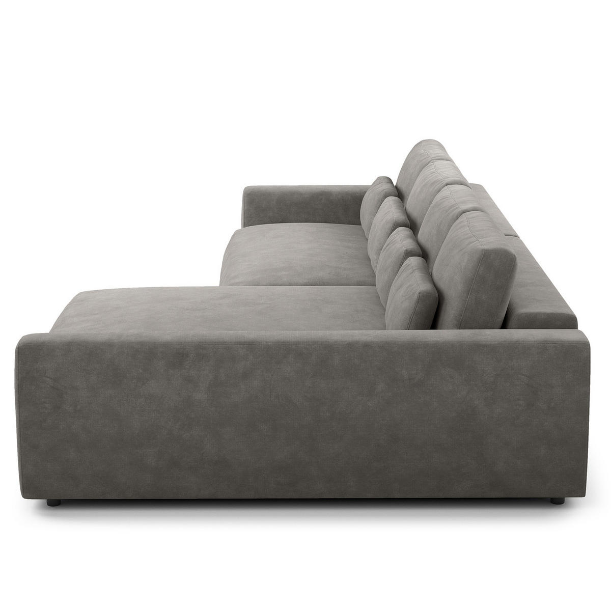 ECKSOFA mit XXL-Longchair - Schwarz/Grau, Kunststoff/Textil (323/182cm) - home24