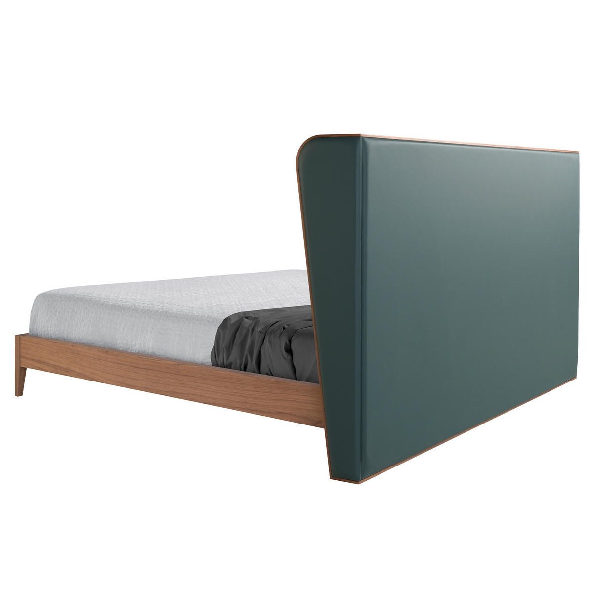 BETT Dunkelgrün Walnuss 206/213/123 cm - Dunkelgrün/Walnussfarben, Leder (180/200cm) - ANGEL CERDA