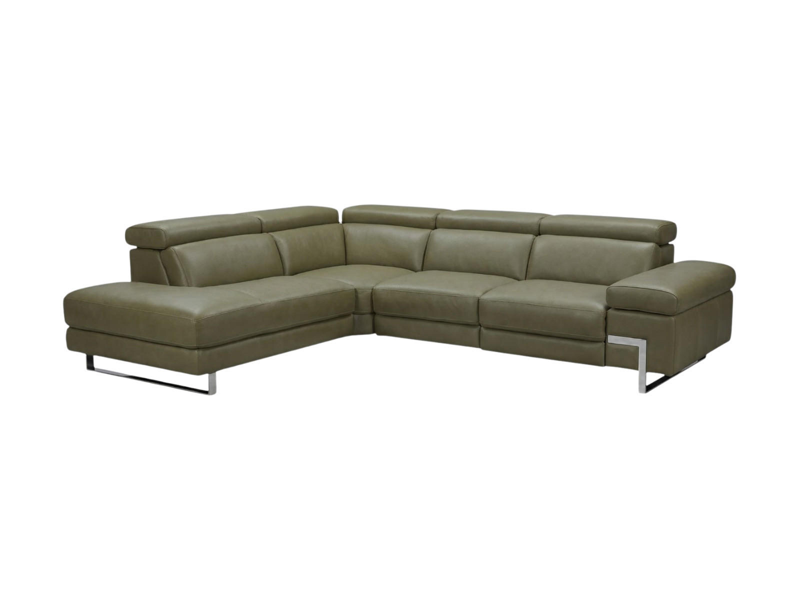ECKSOFA Opera Echtleder Olivgrün - Olivgrün, Leder/Metall (218/269cm)