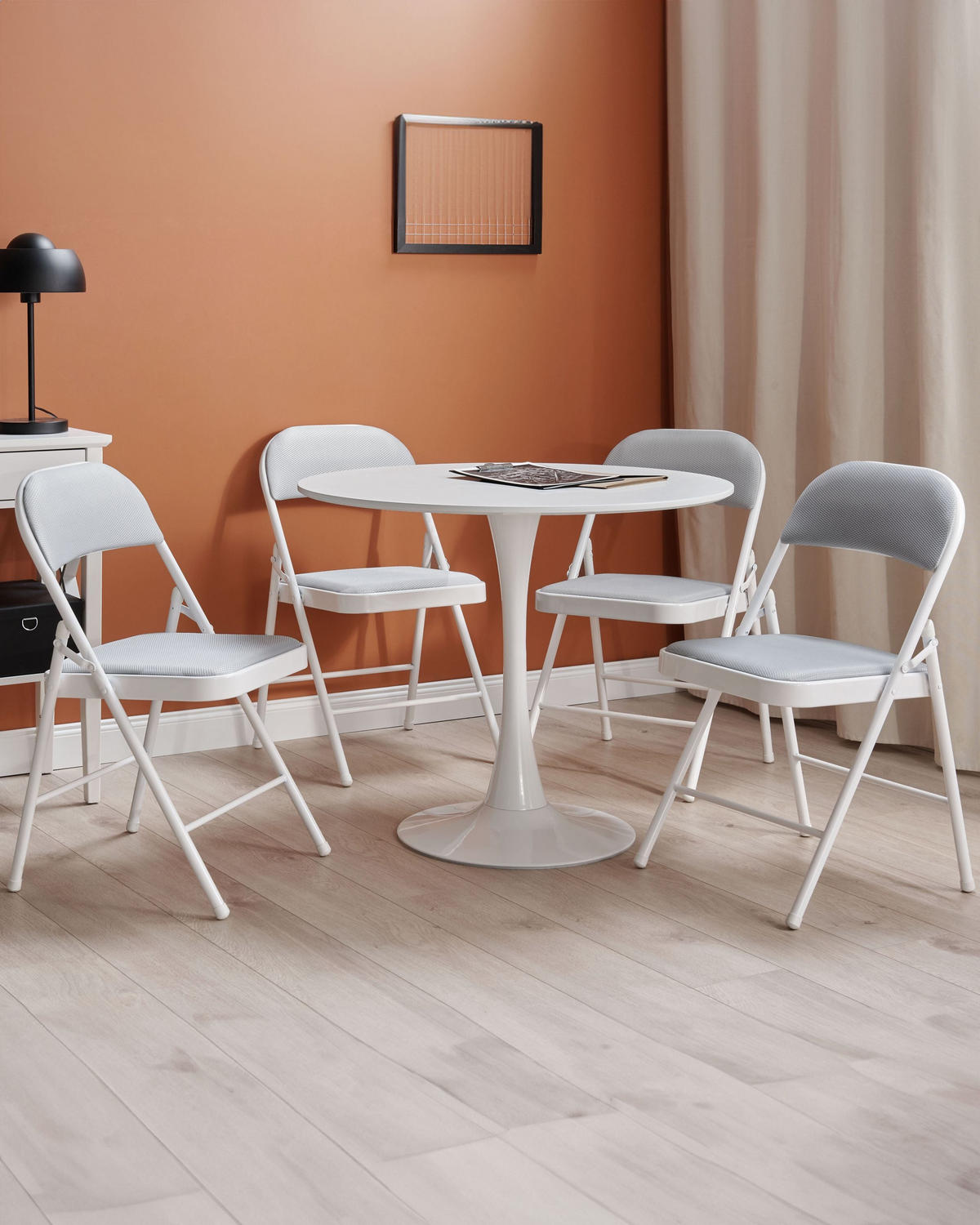 ÖSSZECSUKHATÓ SZÉK 4 darabos Szett Fém Szürke Sparks - szürke, műanyag/textil (45/77/47cm) - Beliani