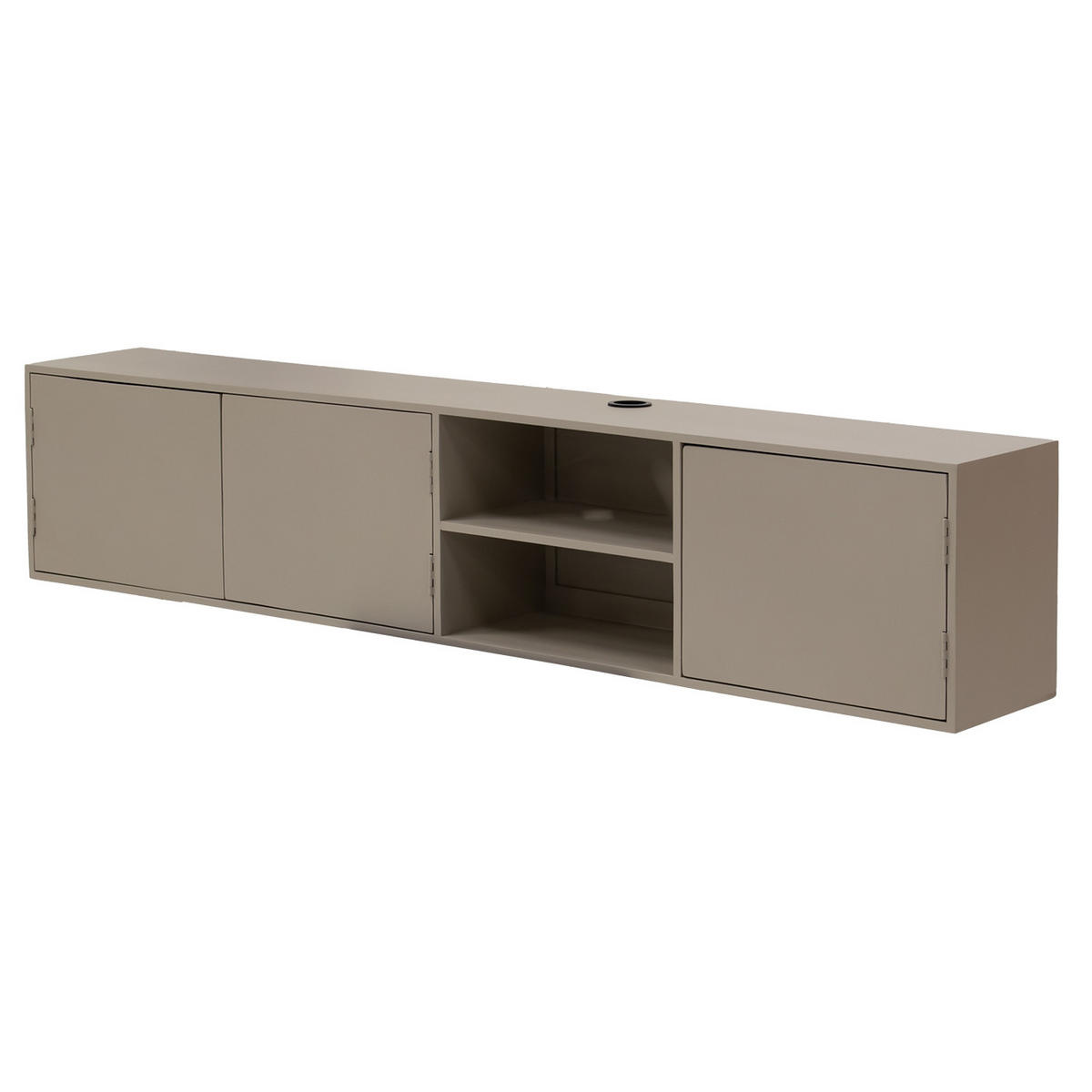 SCHWEBENDES TV-Möbel mit 3-Türen aus Mangoholz 200cm, taupe - Taupe, Holz (200/40/30cm) - Giga Meubel