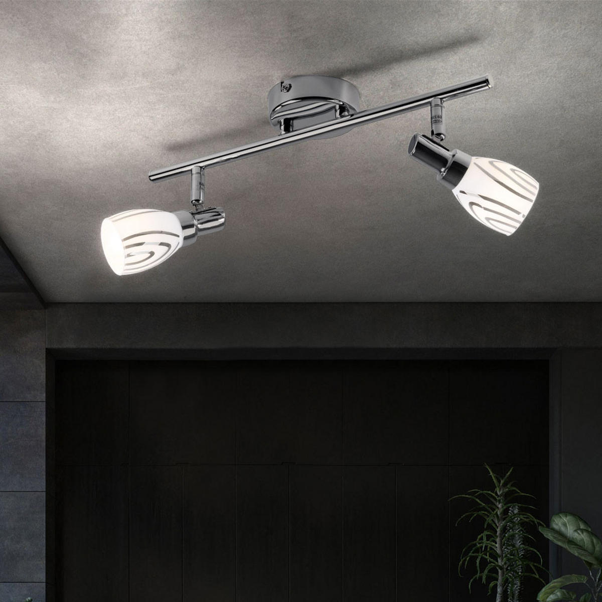 LED DECKENLEUCHTE Chrom Opal - Silberfarben, Glas (36.5/8.5/16cm) - Globo Lighting