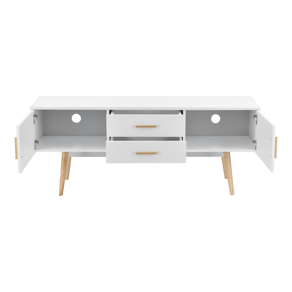 LOWBOARD Alavus - Weiß, Holz/Holzwerkstoff (140/56/40cm) - [en.casa]