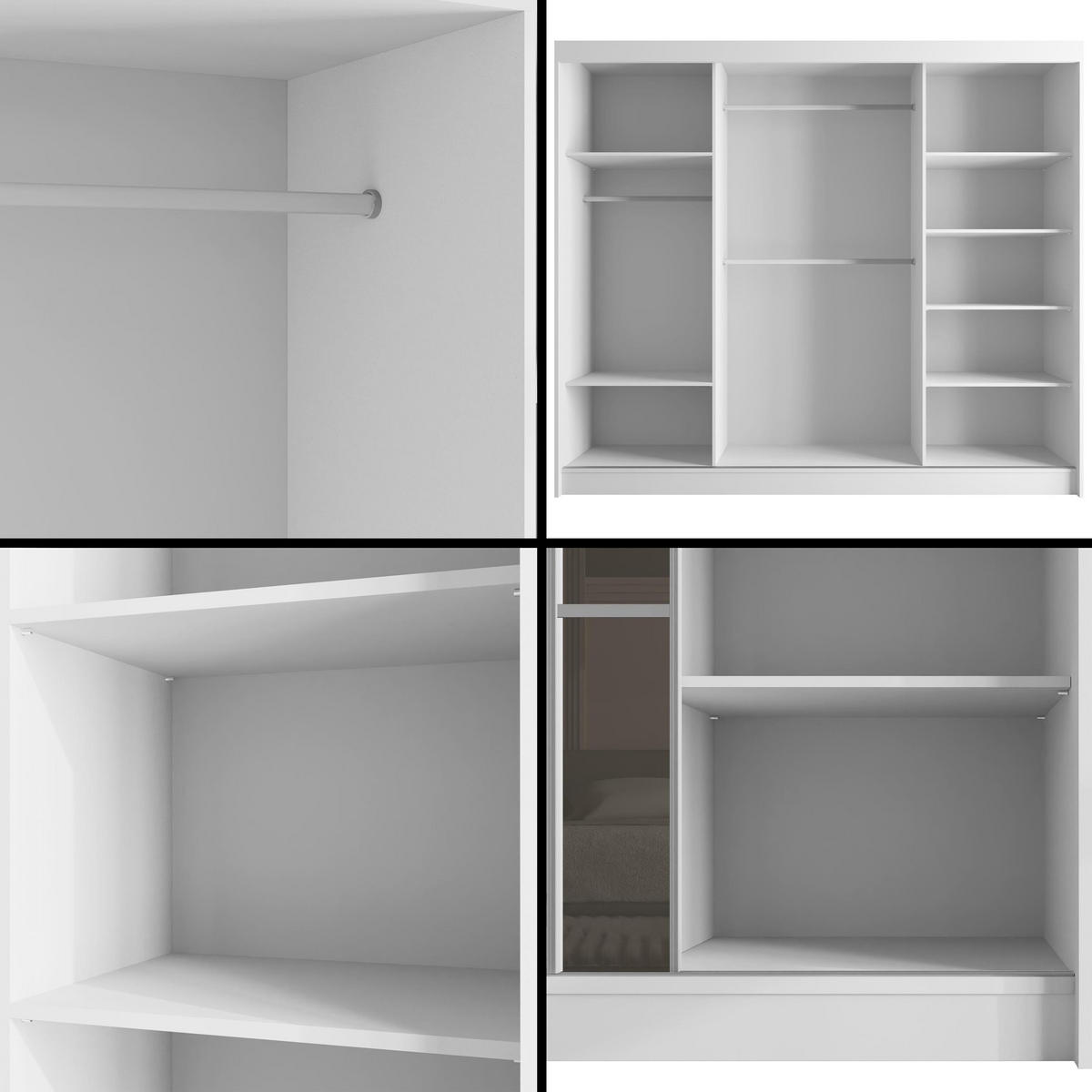 KLEIDERSCHRANK PEKA III - 250 cm - Weiß|Grau - Weiß/Grau, Holzwerkstoff (250/215/61cm) - ALTDECOR