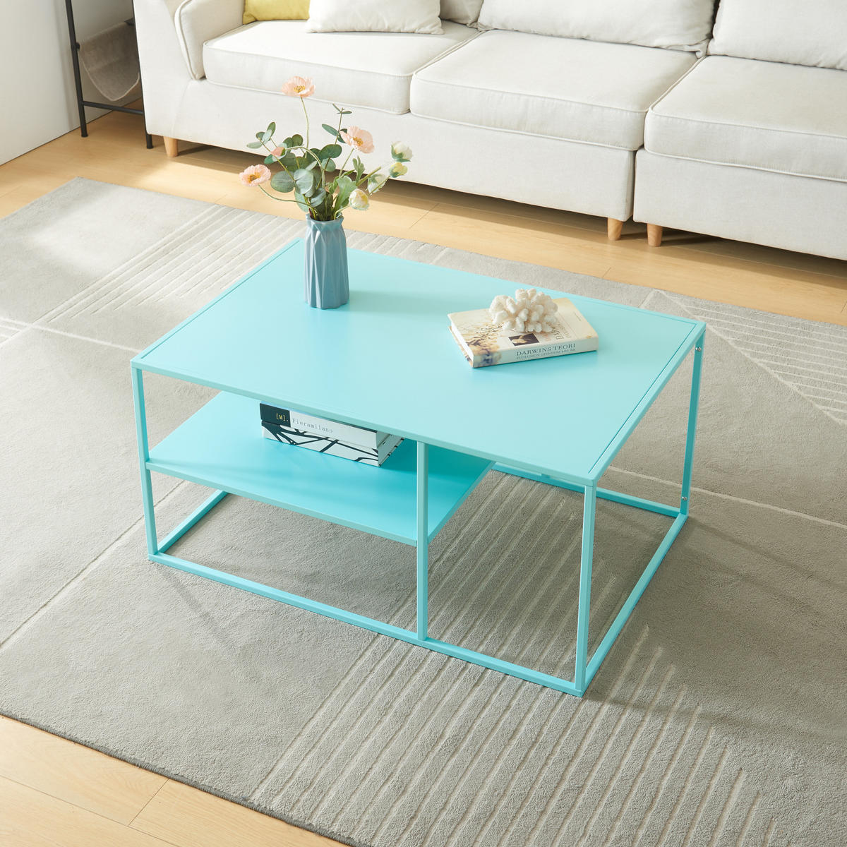 COUCHTISCH Solund 45/90/60 cm - Hellblau, Metall (60/90/45cm) - [en.casa]