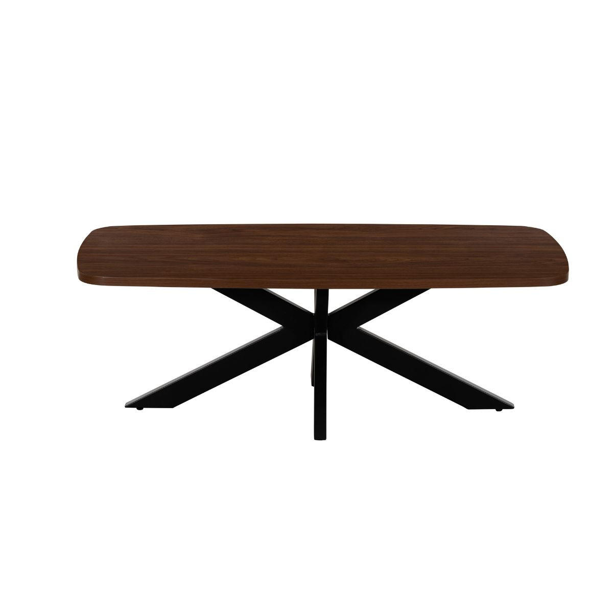 COUCHTISCH Jaimy – Walnuss – dänisch oval – Melamin & Metall – 100 cm - Dunkelbraun, Metall (100/50/35cm) - Giga Meubel