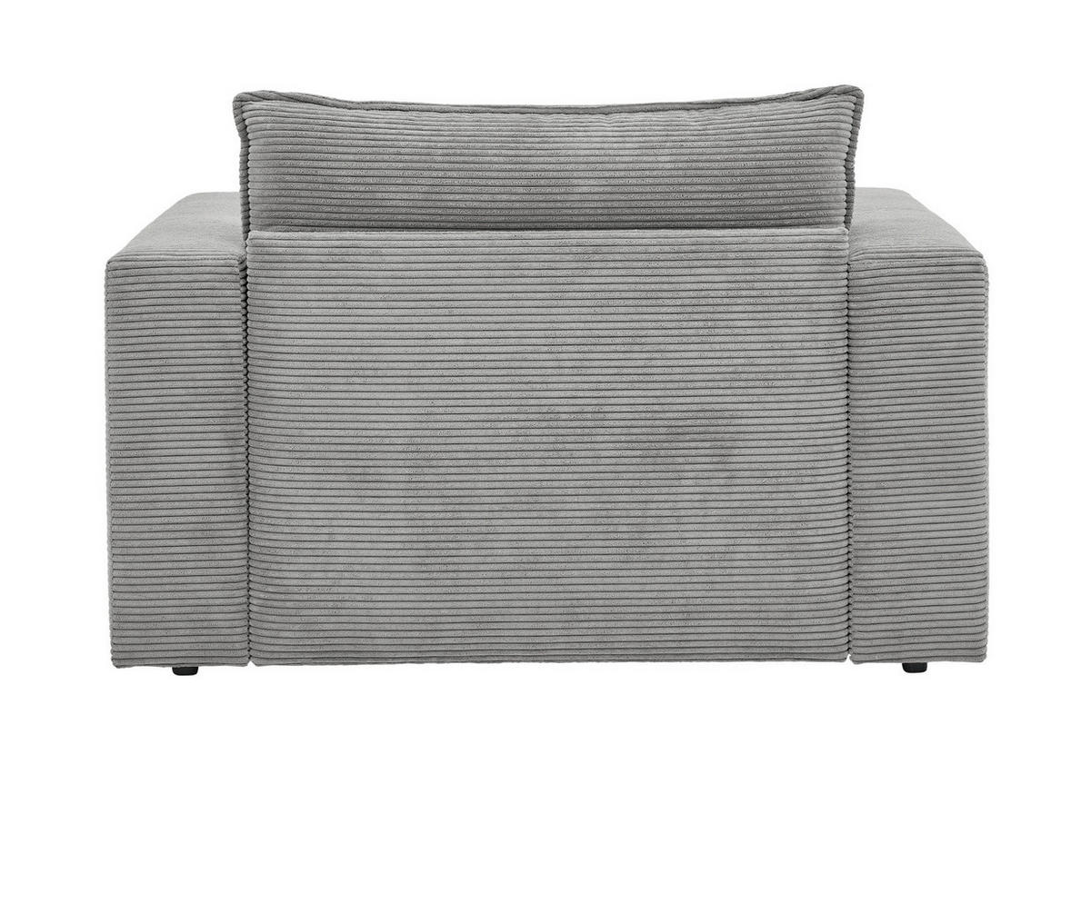 LOVESEAT hellgrau Cord, Loungesessel 125 cm - Beige/Hellgrau, Holz/Kunststoff (125/83/91cm) - Furn.Design