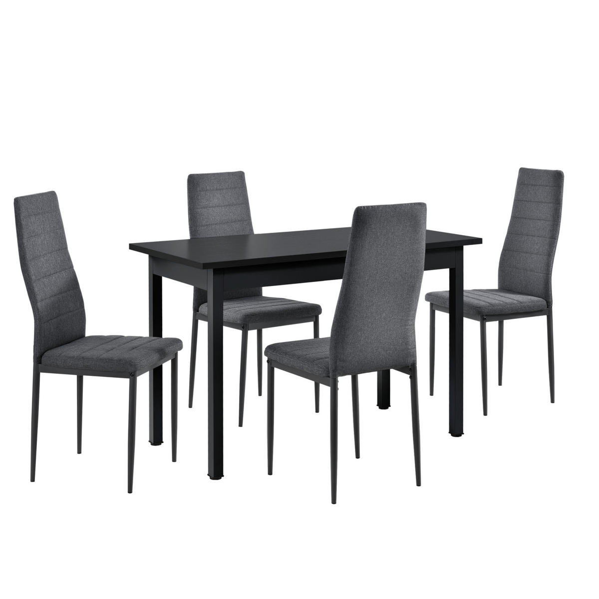 ESSGRUPPE Honningsvåg - Schwarz/Grau, Holzwerkstoff/Textil (120/75/60cm) - [en.casa]