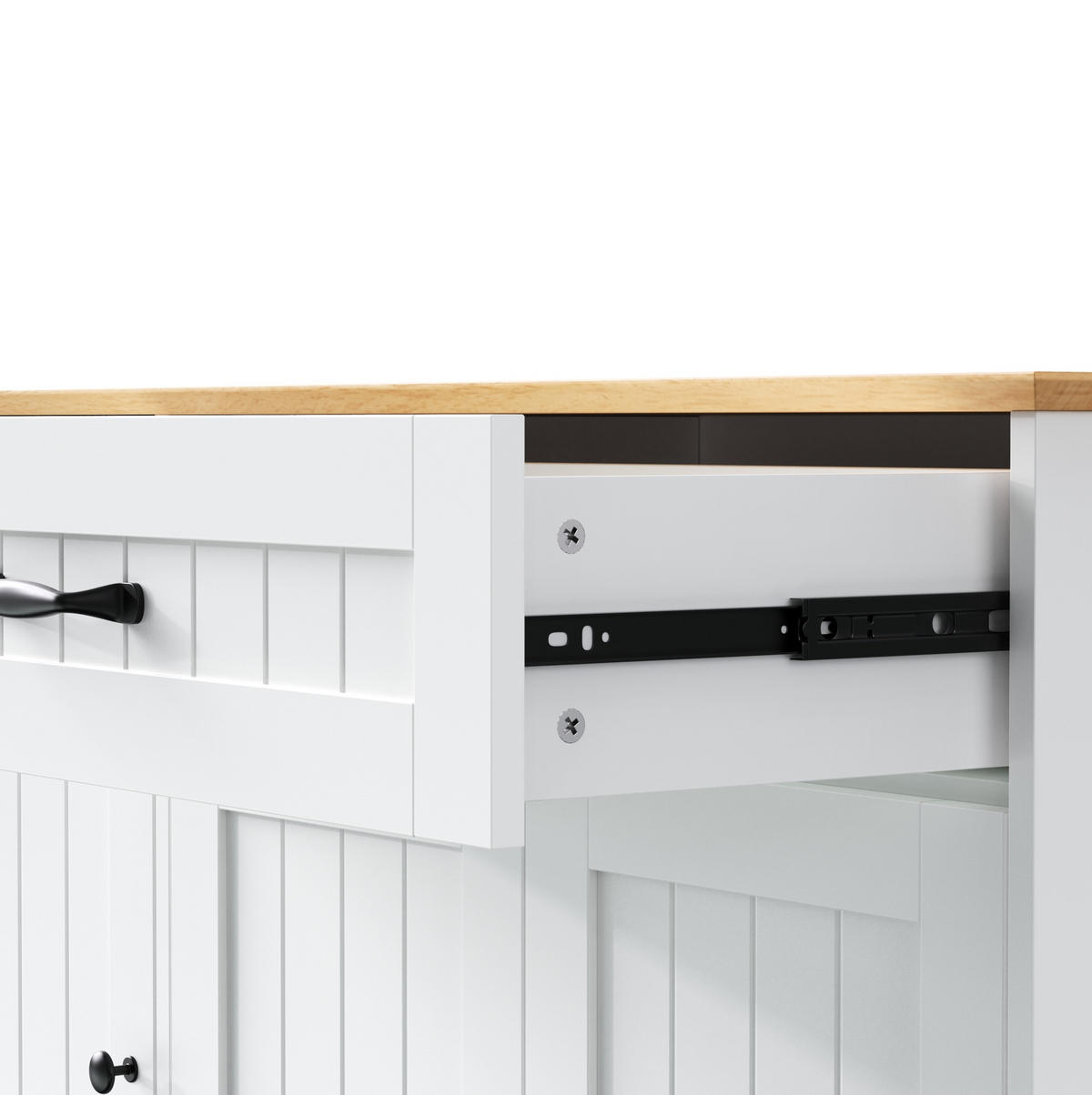 SIDEBOARD mit 3 Türen und Schublade MDF Weiß/Natur - Beige, Holzwerkstoff (107/83.4/40cm) - Meubliv