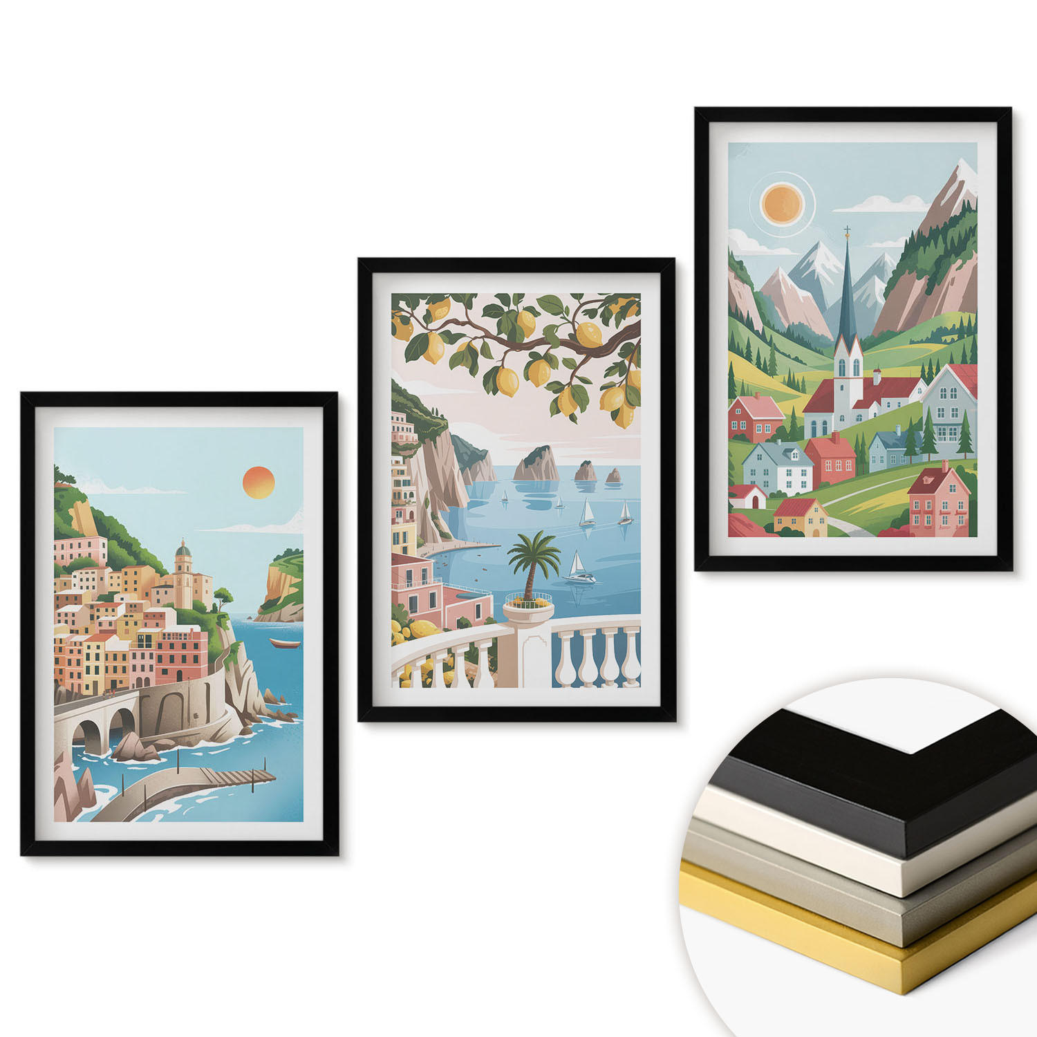 ArtPrintCave Wandbilder Schwarz 40x60 cm