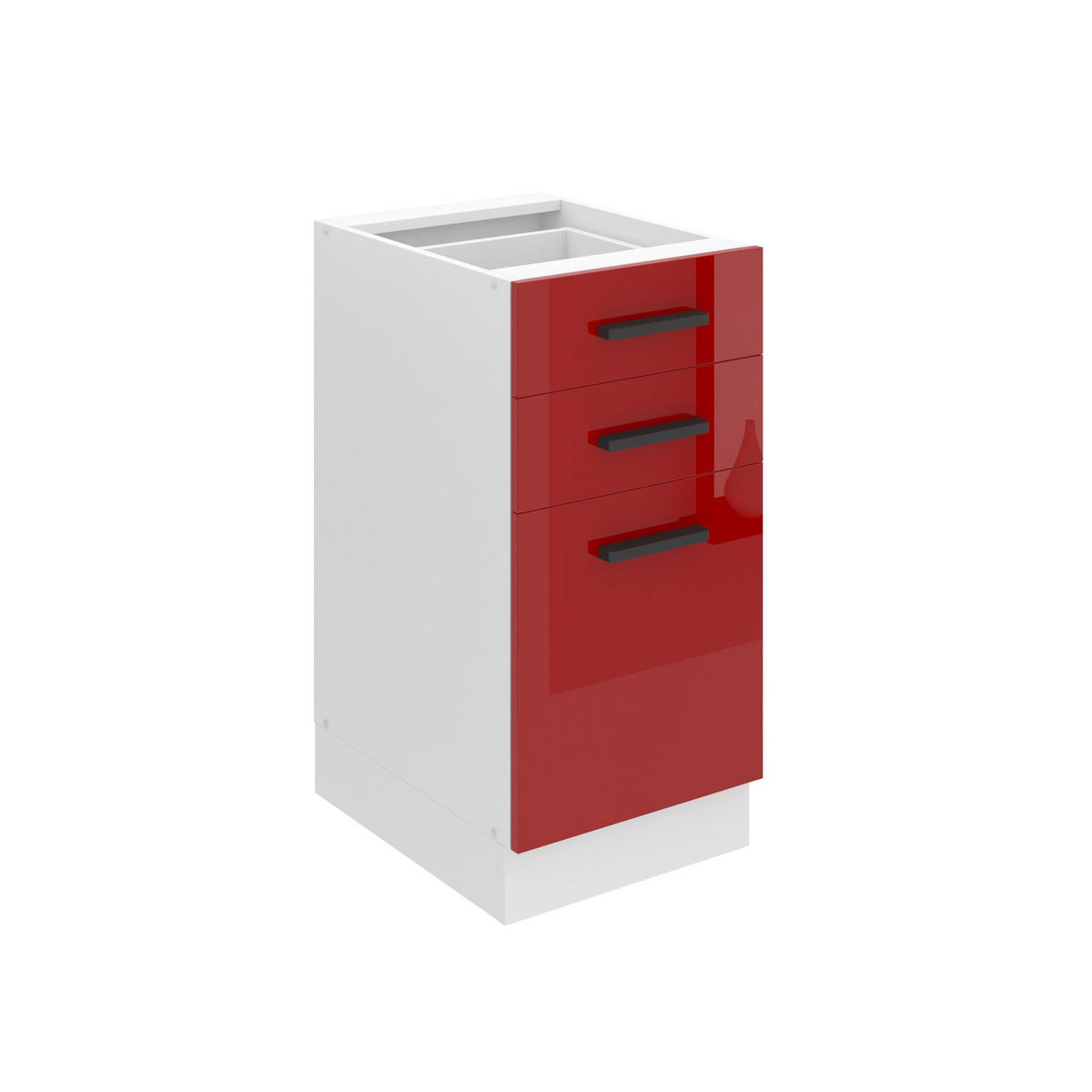 KÜCHENUNTERSCHRANK 40 cm SDSZ ohne Arbeitsplatte, Schubladen, Rot Hochglanz - Rot, Holz (40/82/51.6cm) - B BELINI GROUP