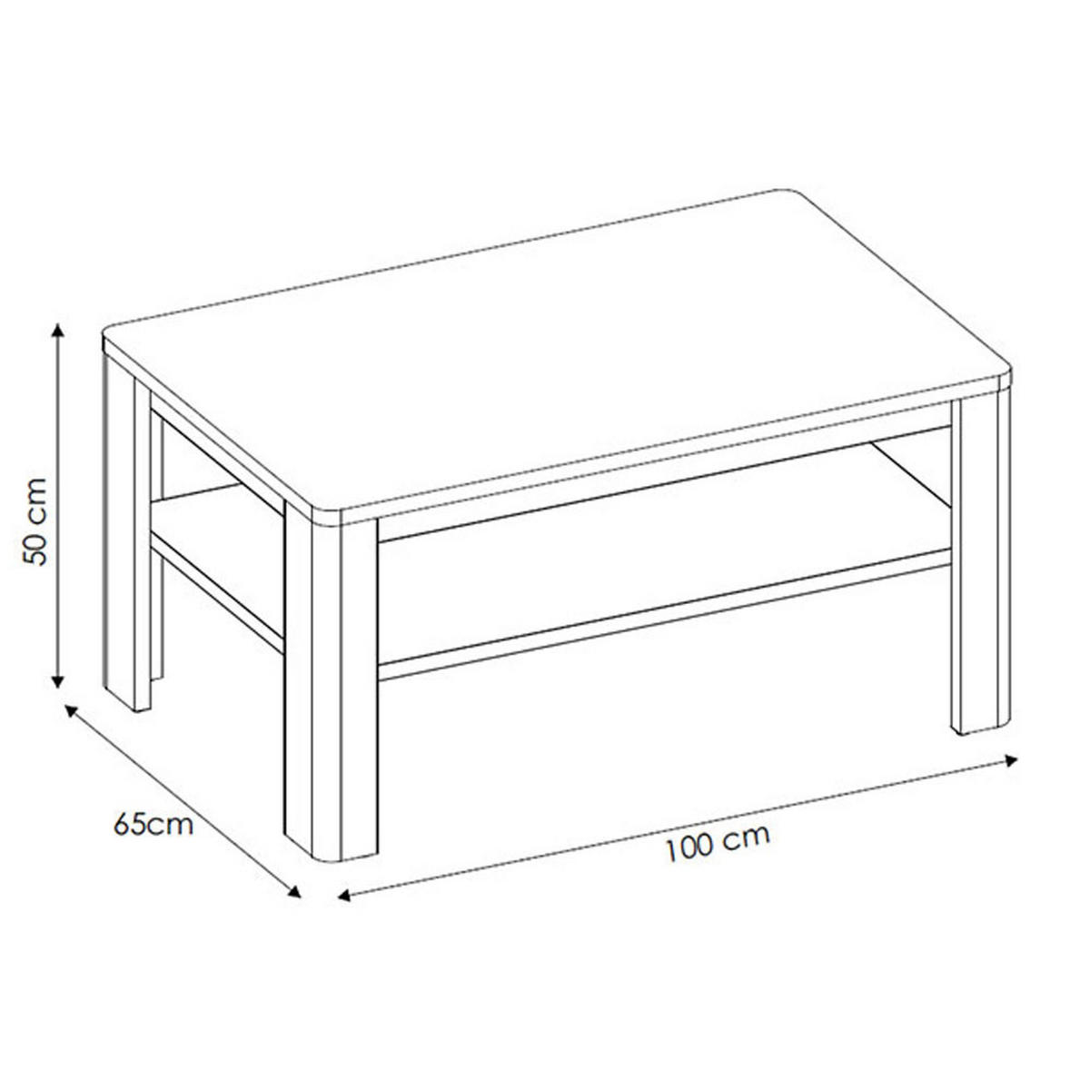 COUCHTISCH Avignon Grandson Eiche 100 / 65 / 50cm - Eichefarben, Holz/Holzwerkstoff (65/100/50cm) - Feldmann-Wohnen