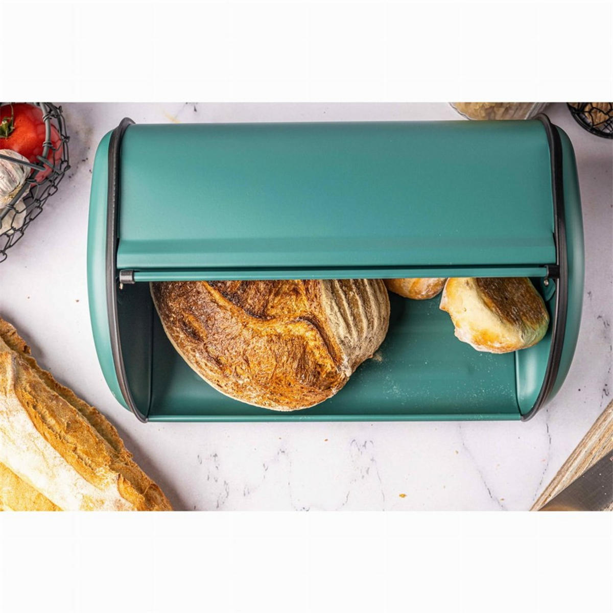 BROTKASTEN Türkis 44/27/18.5 cm KH1867 - Türkis, Metall (27/18.5/44cm) - Kinghoff 