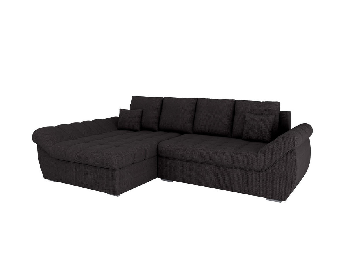 ECKSOFA ZAYA mit Schlaffunktion L-Form, Sofa mit Bettkasten, Wohnzimmersofa, Couch, Soffa, Bettsofa, LINKS- Anthracite - Anthrazit, Holz (279/175cm) - Homesy