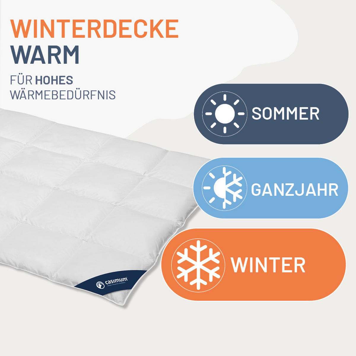 DAUNENDECKE 155x200 Warm, LUXUS Winterdecke 100% Daune - Weiß, Textil (155/200cm) - casimum