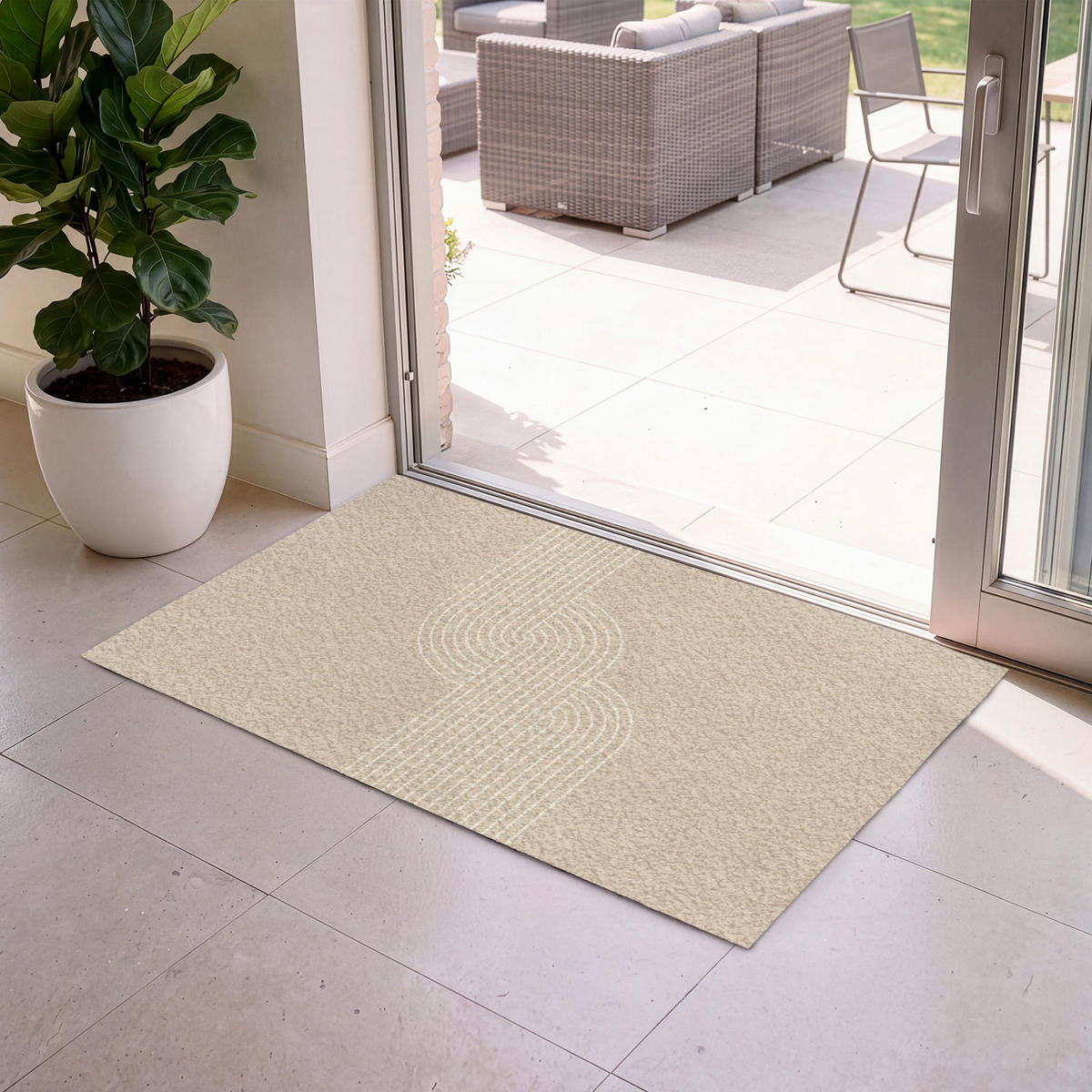 ROHOŽKA Rovnoběžné linie - Světlá textura - Béžová barva 120x80 cm - béžová, textil/umělá hmota (120/0.4cm) - MuchoWow