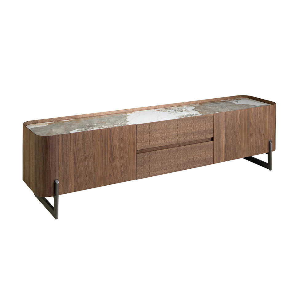 TV-ELEMENT Weiß Dunkler Stahl Walnuss 200/45/52 cm - Walnussfarben/Weiß, Holz (200/52/45cm) - ANGEL CERDA