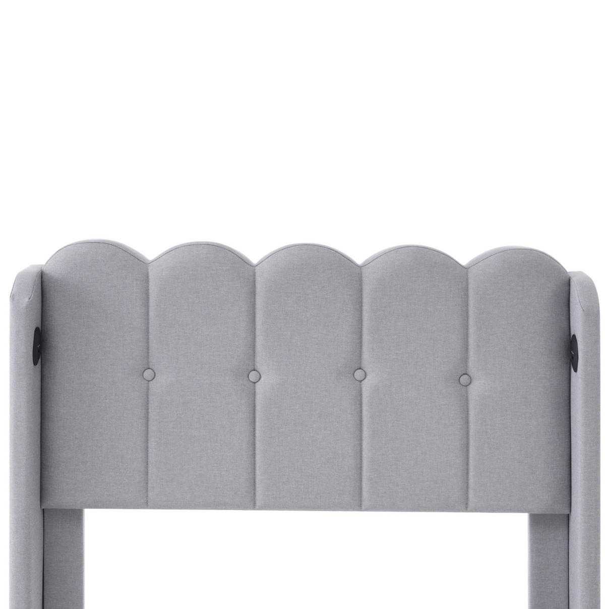 POLNJENA postelja iz lanu 90x200 cm siva z USB in USB-C polnjenjem ter panelnim vzglavjem - siva, tekstil (90/200cm) - Modfu