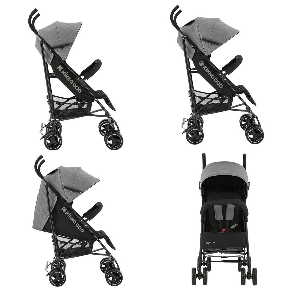 KINDERWAGEN Käfer dunkelgrau Stahlrahmen, Korb, abnehmbare Vorderräder, Fußstütze - Silberfarben, Metall (78/48/104cm) - Kikka boo