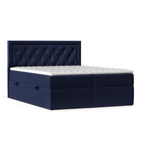 BOXBETT Maestro Marineblau 180/200 cm mit Bonellmatratze und Topper - Schwarz/Dunkelblau, Holz/Holzwerkstoff (180/200cm) - Maison de Reve