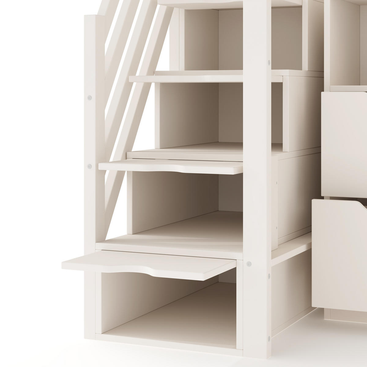 HOCHBETT 90/200 cm DE-32538 mit Treppenschrank und Eckschreibtisch Weiß - Weiß, Holz (90/200cm) - ComfortXL