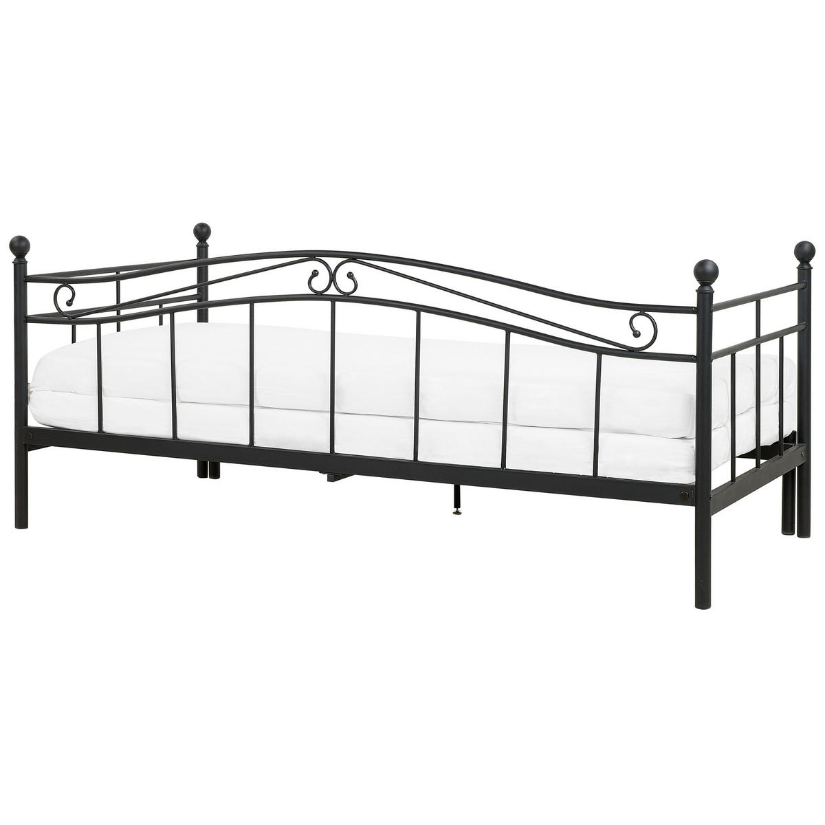 AUSZIEHBETT 90x200 cm Schwarz Tulle - Schwarz, Metall (90/200cm) - Beliani