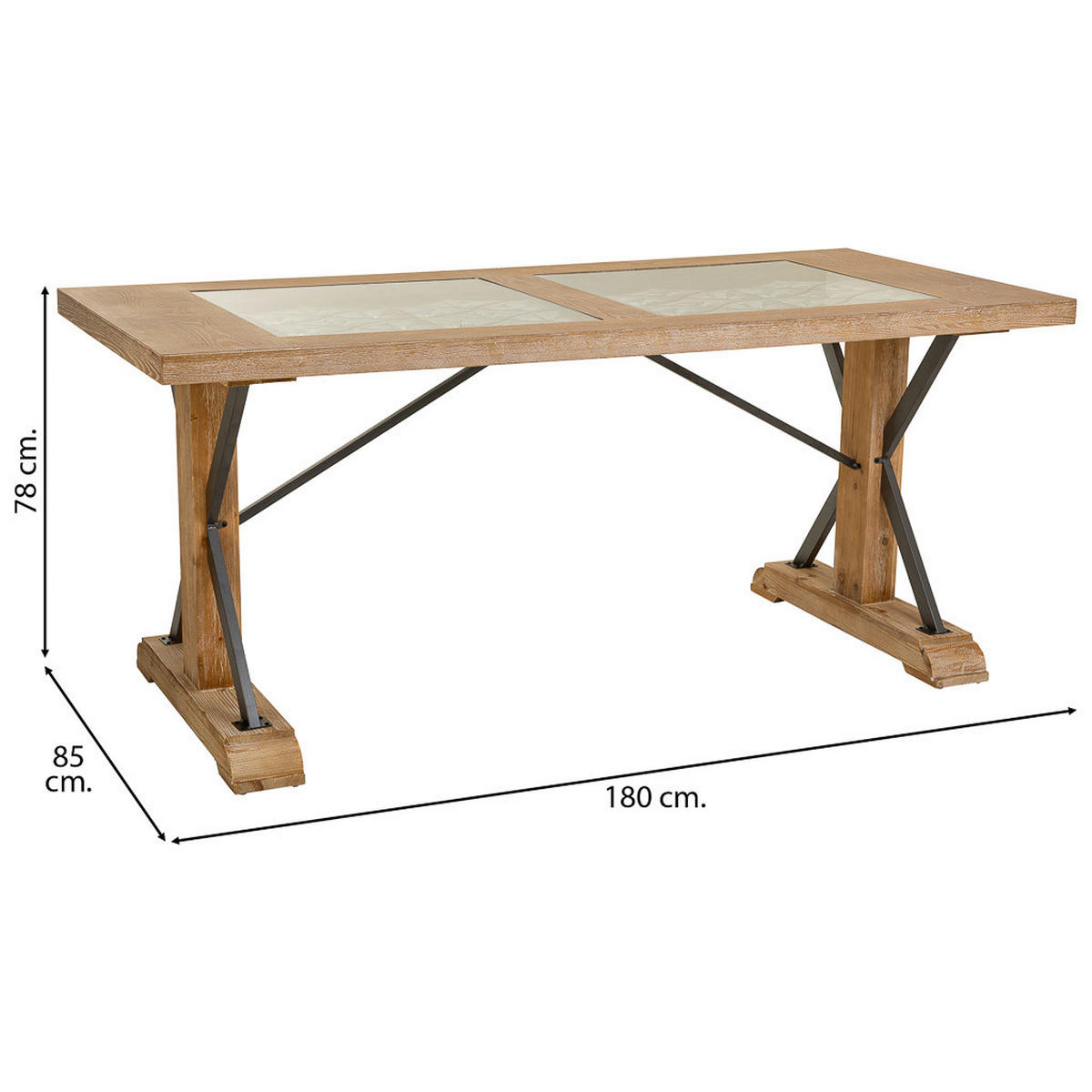 ESSTISCH aus Holz und Metall 180x85x78 cm - Braun, Holz (85/180/78cm) - Wanderlust