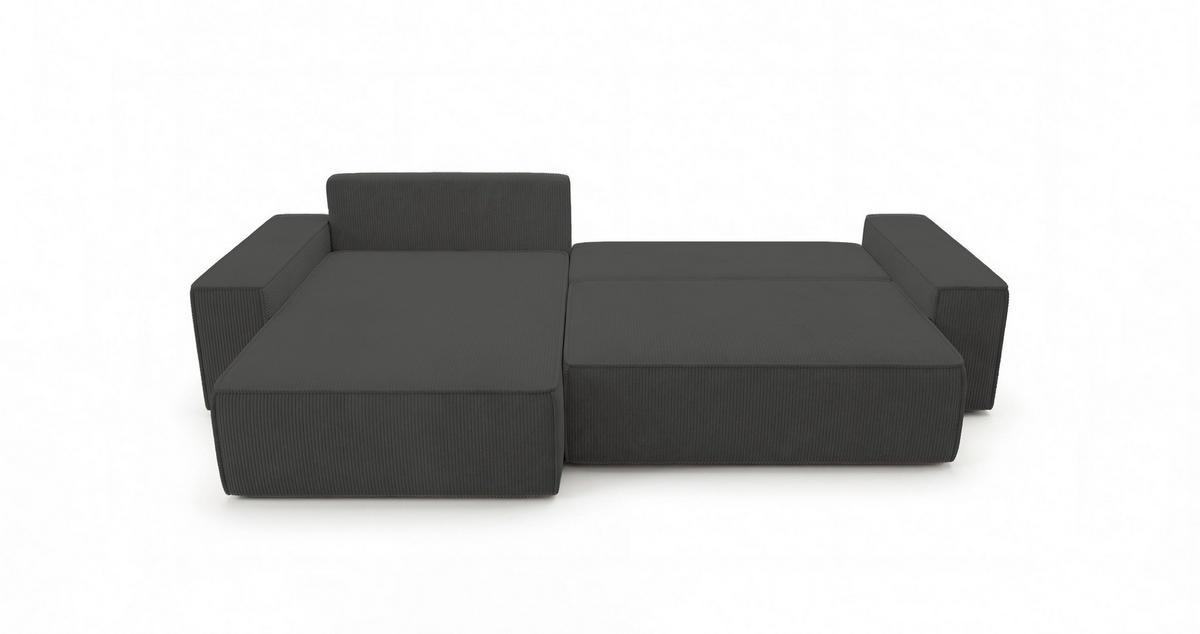 ECKSOFA California mit Schlaffunktion Dunkelgrau Links - Dunkelgrau, Textil (185/280cm) - Cornero