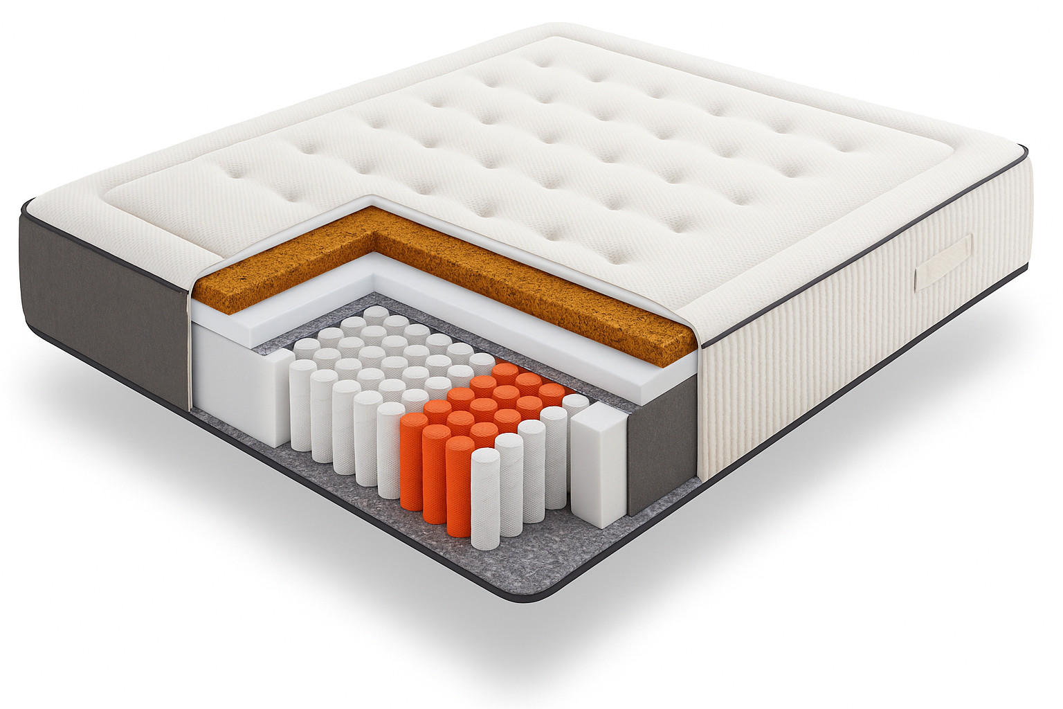 MATRATZE 200x200 PREMIUM HYBRID - Weiß, Textil (200/200cm) - Simpur