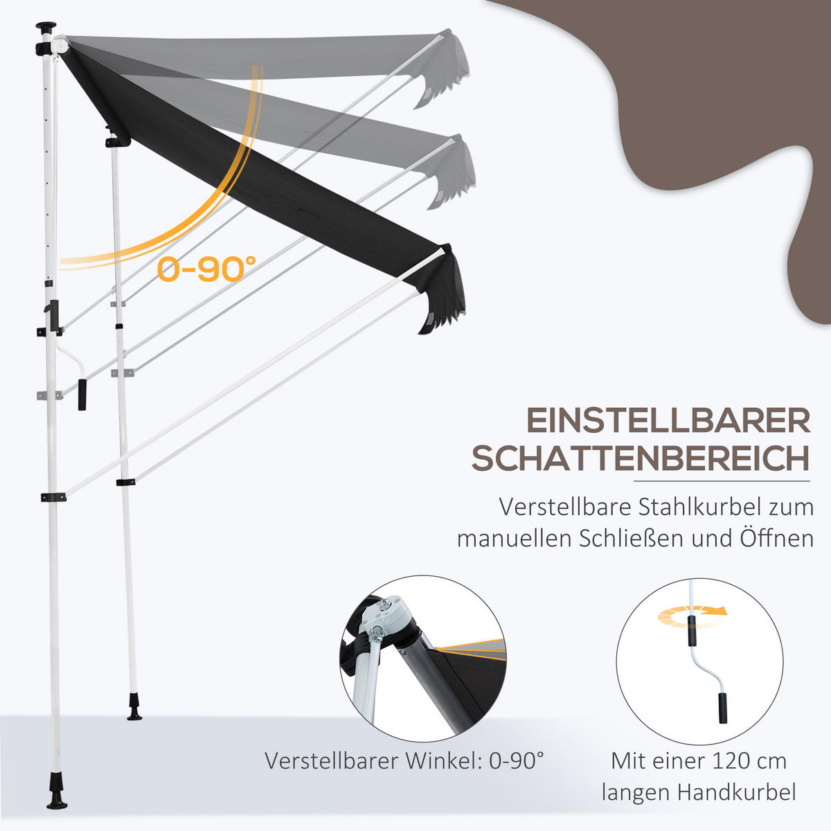 MARKISE, Cremeweiß, Aluminium, Stahl, Polyester - Grau, Metall (150/280/200cm) - Outsunny