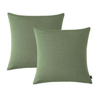 KISSENBEZÜGE 2er-Set 80 x 80 cm gewaschene Baumwolle Salbeigrün - Olivgrün, Textil (80/80cm)