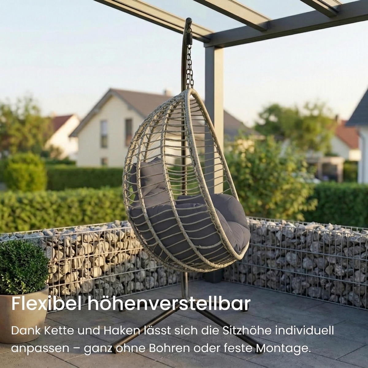 HÄNGESESSEL in Grau - Grau, Metall (92/197/104cm) - Home Collective