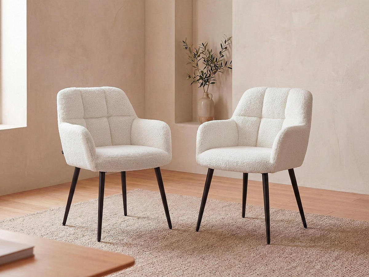 STUHL - 58.5 cm x 62 cm - Stoff - Weiß - PEGA - Weiß, Textil (58.5/78/62cm) - Vente-Unique
