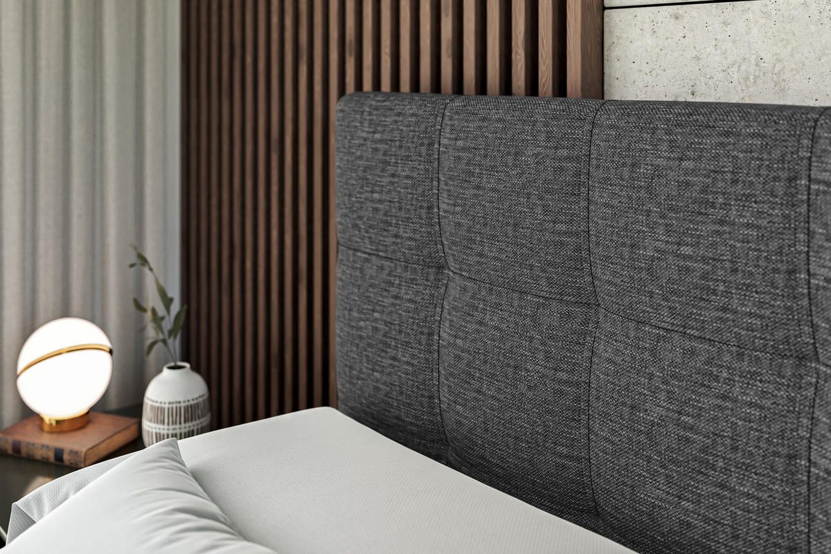 BOXBETT mit Matratze H3 und Lattenrost - MARCE - 140x200 Dunkelgrau - Dunkelgrau, Holzwerkstoff (140/200cm) - ALTDECOR