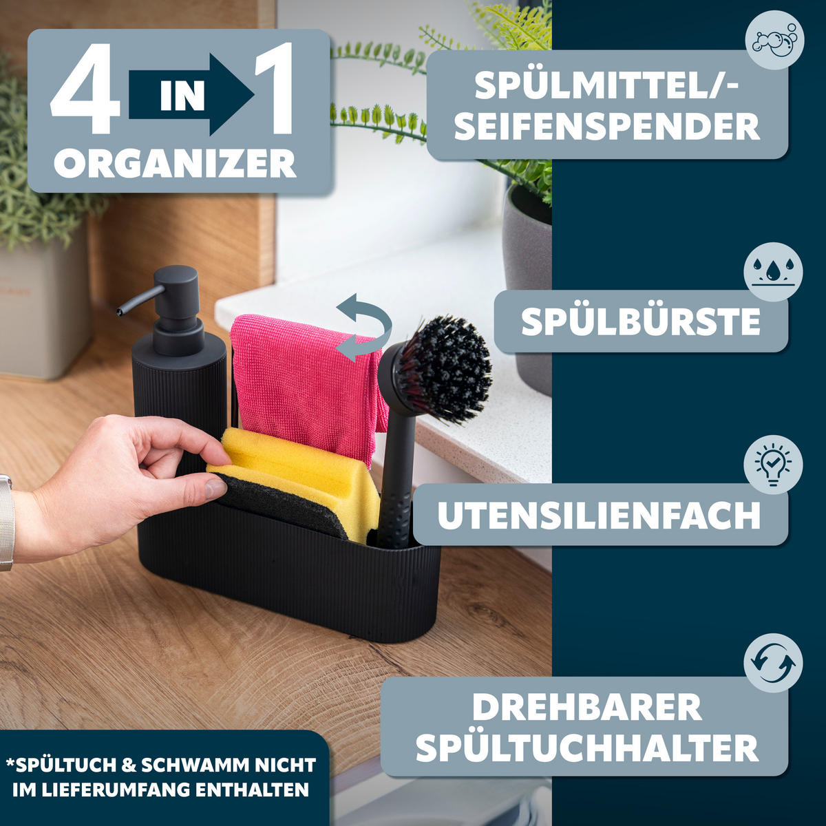 SPÜL-SET (2er Set), schwarz - Schwarz, Kunststoff (43/1/33.5cm) - eluno