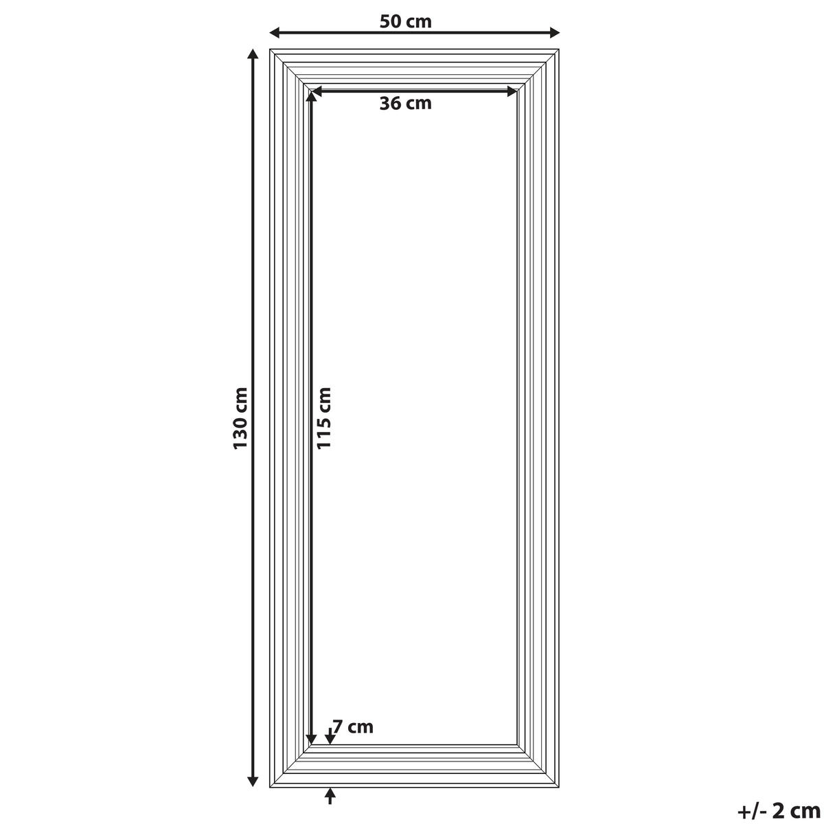 WANDSPIEGEL weiß/silber rechteckig 50/130 cm Vertou - Silberfarben/Weiß, Kunststoff (50/130/3cm) - Beliani