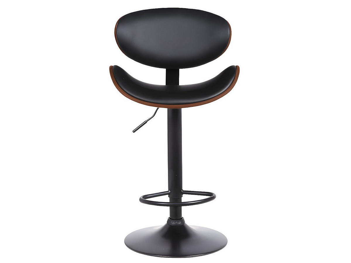 BARHOCKER 2er-Set höhenverstellbar - Kunstleder und Metall - Nussbaumfarben & Schwarz - MONTENEGRO - Dunkelbraun/Schwarz, Leder (49.5/111/46cm) - Vente-Unique