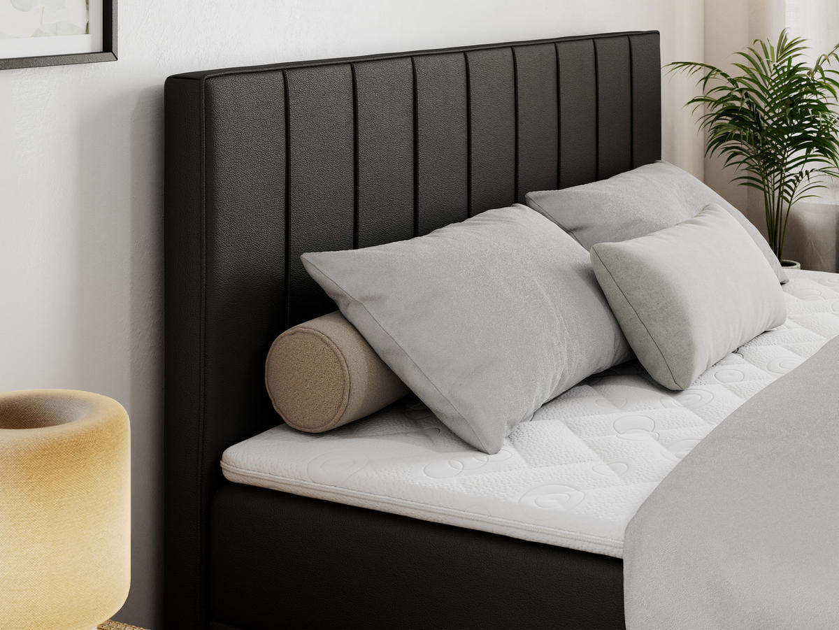 BOXBETT ALLY 140/200 Schwarz Kunstleder - H4 - Schwarz, Holz/Textil (140/200cm) - MKS