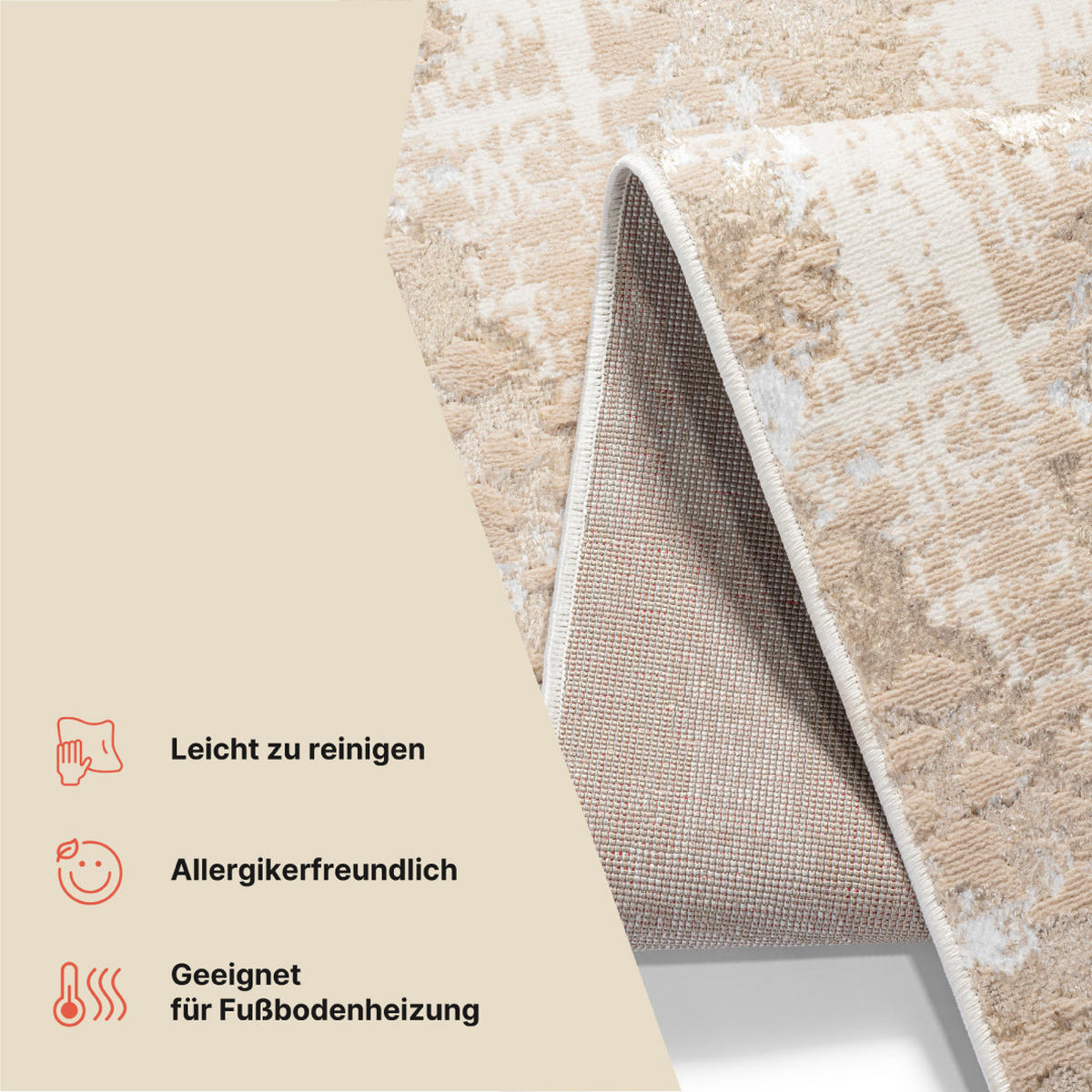 TEPPICHLÄUFER CRYSTAL hellbraun abstrakt 80/500 cm - Hellbraun, Textil (80/500cm) - Tapiso