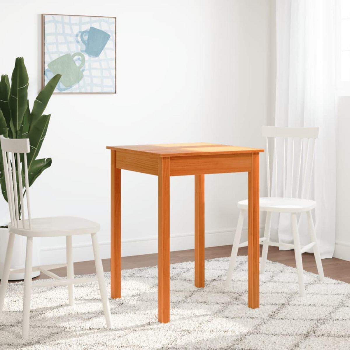 ESSTISCH Wachsbraun 55/55/75 Cm Massivholz Kiefer - Braun, Holz (55/55/75cm) - vidaXL