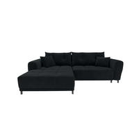 ECKSOFA Massimo Cordstoff Schwarz inkl. Schlaffunktion Links - Schwarz, Textil/Metall (246/177cm) - 99rooms