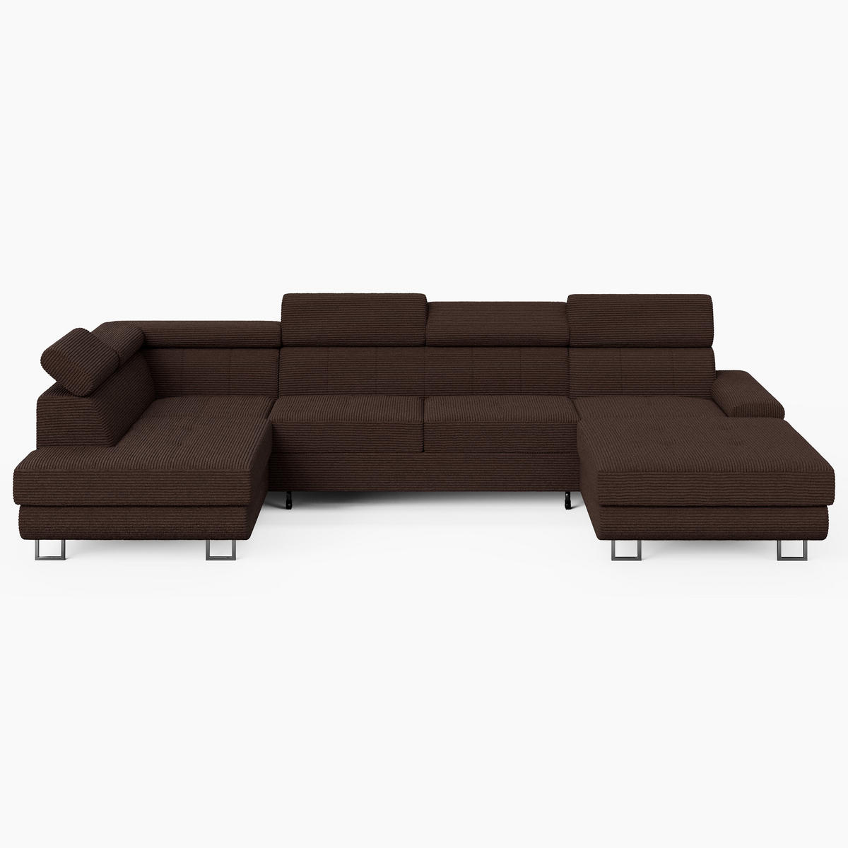 WOHNLANDSCHAFT MARRY Links Braun Cord-Stoff mit Schlaffunktion und zwei Bettkästen - Braun, Holz/Metall (335/90/190cm) - Barchello