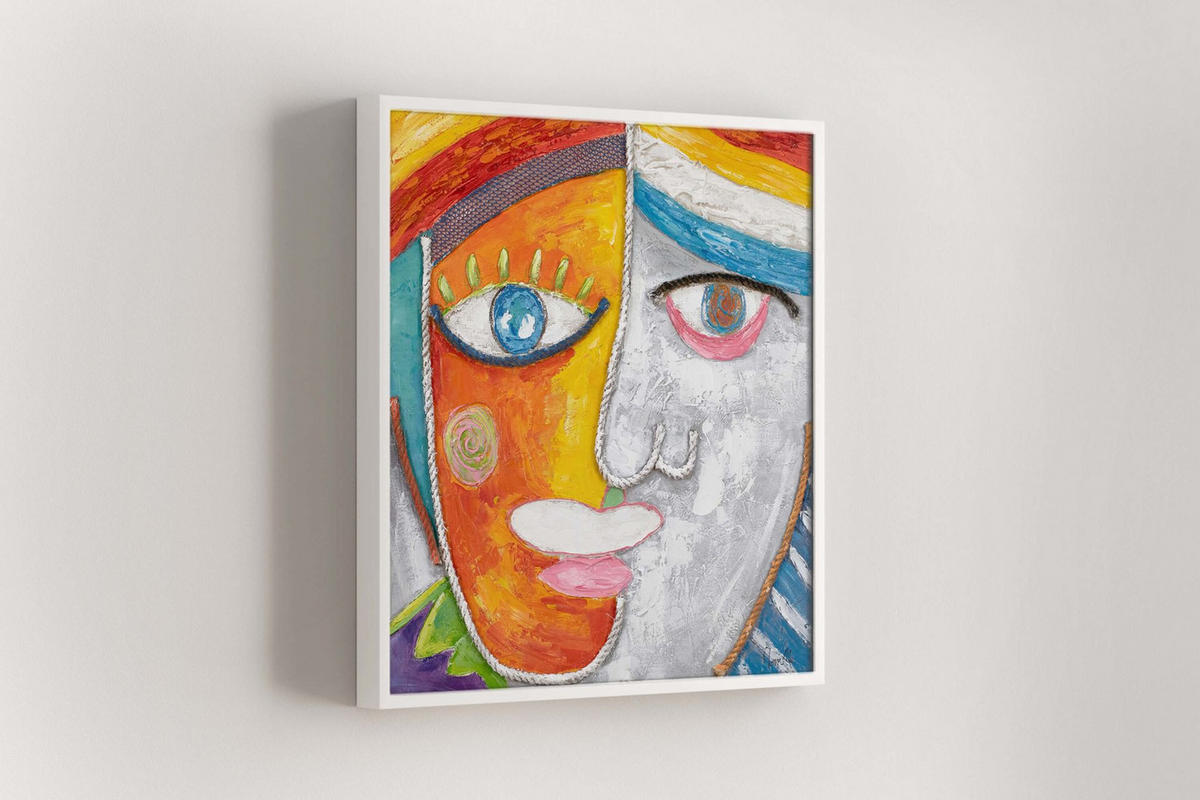 RUČNE MAĽOVANÝ AKRYLOVÝ OBRAZ 80/80 cm, viacfarebný, figurálny motív - viacfarebná, drevo/textil (80/80cm) - KUNSTLOFT