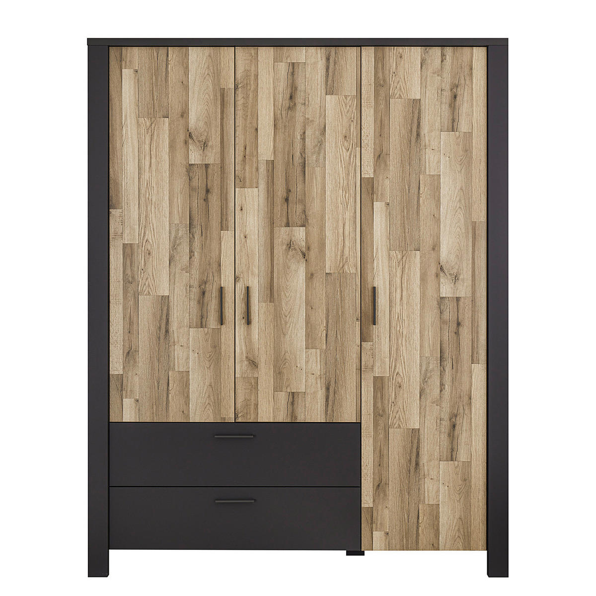 KLEIDERSCHRANK - Stabeiche Dekor / Graphit - Graphitfarben/Grau, Holzwerkstoff/Kunststoff (166/214/58cm) - home24