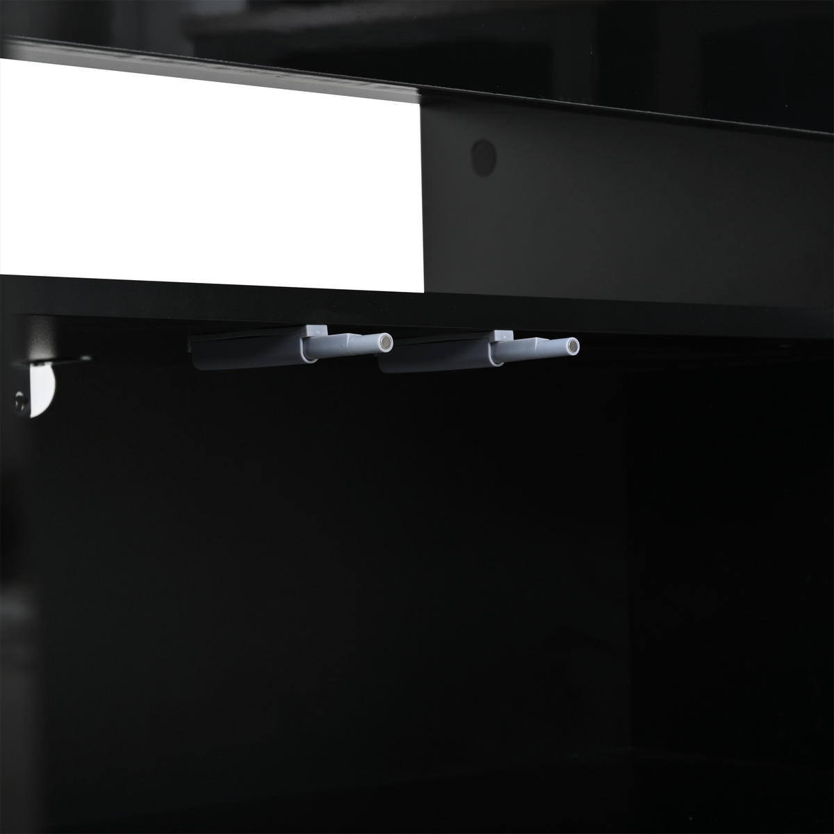 LOWBOARD in Schwarz Hochglanz-TV-Schrank mit verstellbaren Einlegeböden für Fernseher bis ca. 80 Zoll, B180/T35/H45 cm - Schwarz, Glas/Holzwerkstoff (180/45/35cm) - STILVORA