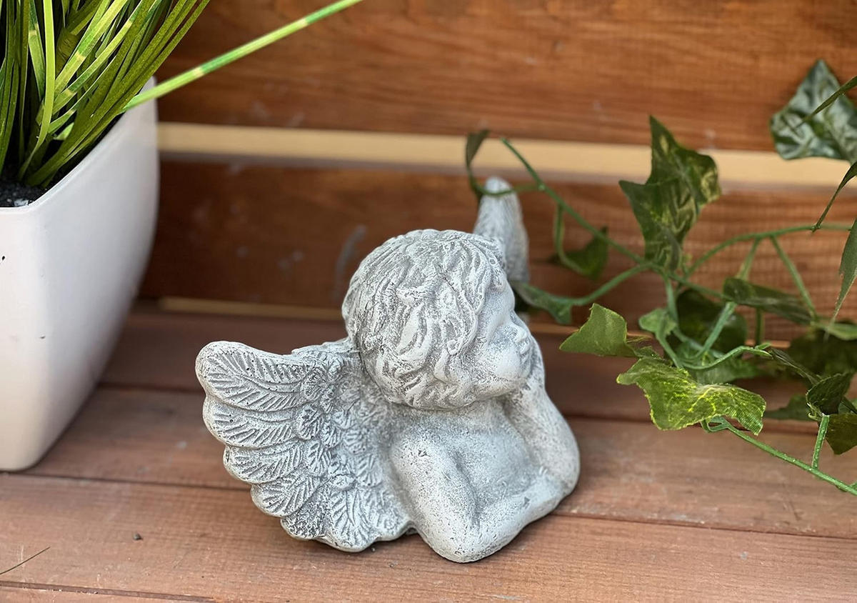 STEINFIGUR kleine Engelbüste frostfest Steinguss - Grau, Stein (15/10/17cm) - stoneandstyle