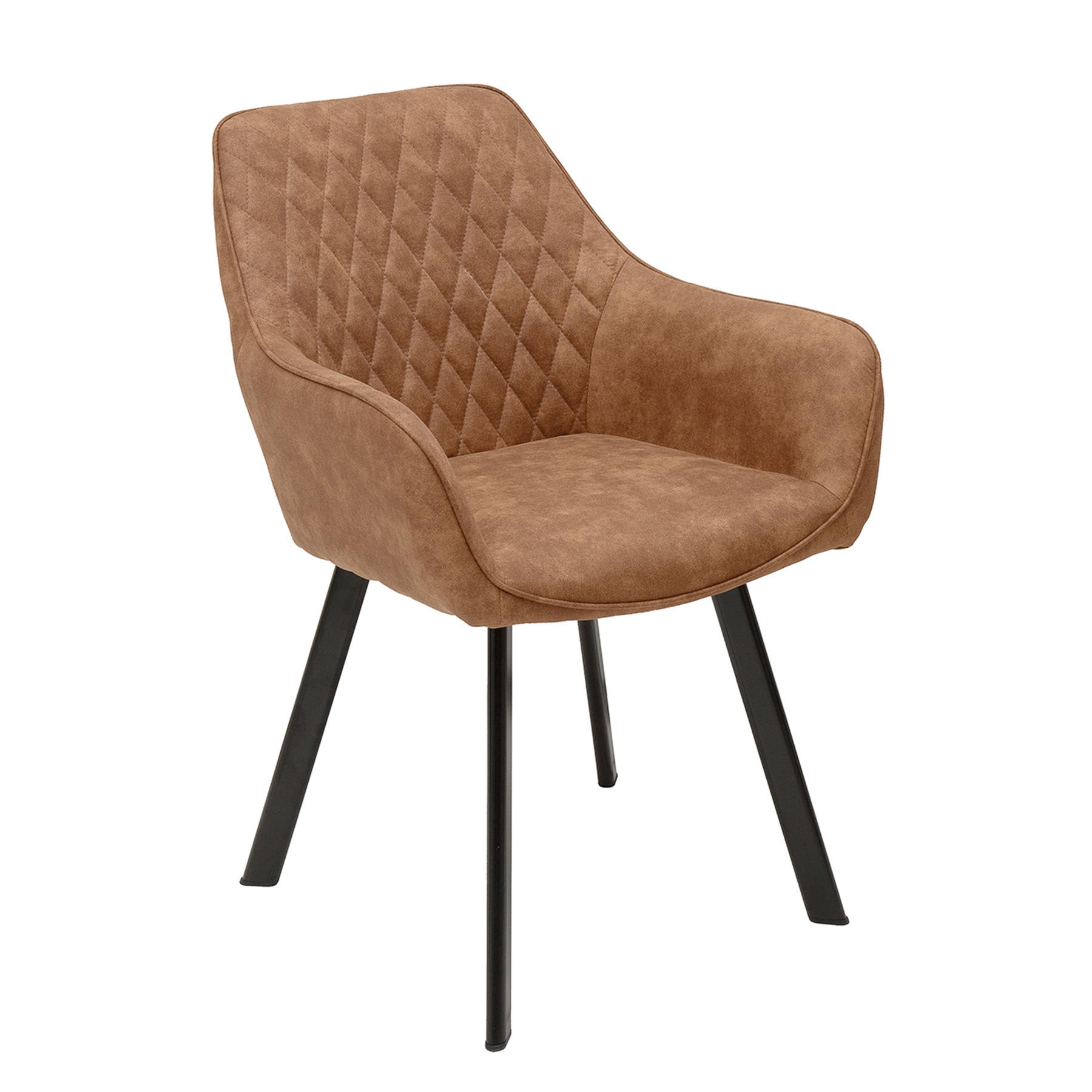 STUHL PALERMO Microfaser Hellbraun - Hellbraun/Schwarz, Textil/Metall (57/84/46cm) - riess-ambiente
