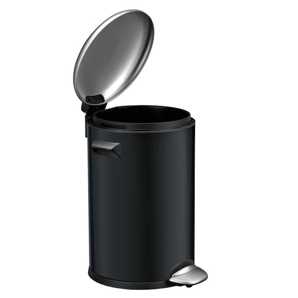 MÜLLEIMER Retro Mit Markanten Griffen und Kugelkappe 3 Liter 26,2 x 16,7 cm Kunststoff Inneneimer Schwarz - Schwarz, Metall (20/26/23.4cm) - PROREGAL