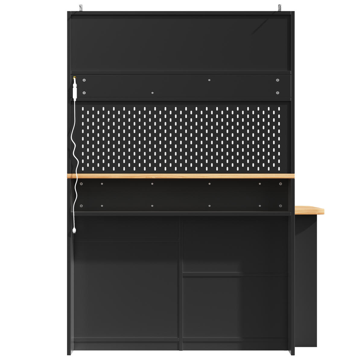HIGHBOARD DE-38381 137/74/177 cm mit Schreibtisch und LED-Beleuchtung Schwarz - Schwarz, Holzwerkstoff (74/137/177.7cm) - ComfortXL