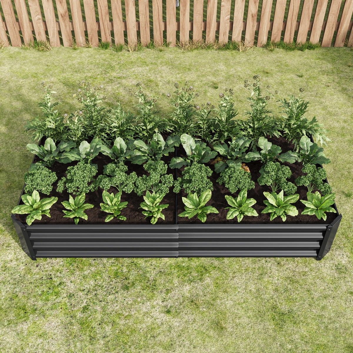 HOCHBEET 180/90/30 cm Schwarz (ohne Boden) - Schwarz, Metall (90/30/180cm) - Oxeza